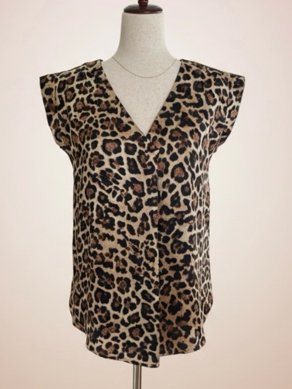 LOFT Leopard Print Sleeveless V-Neck Blouse Top XS